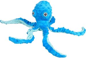 octopus knuffel in blauw met lange tentakels.