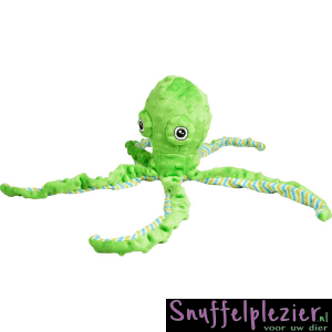 octopus knuffel in groen met lange tentakels.